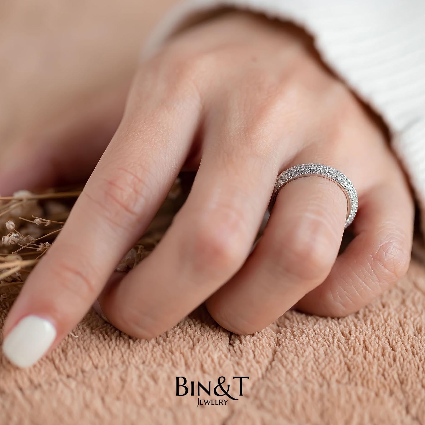 Tri Pave Eternity Ring