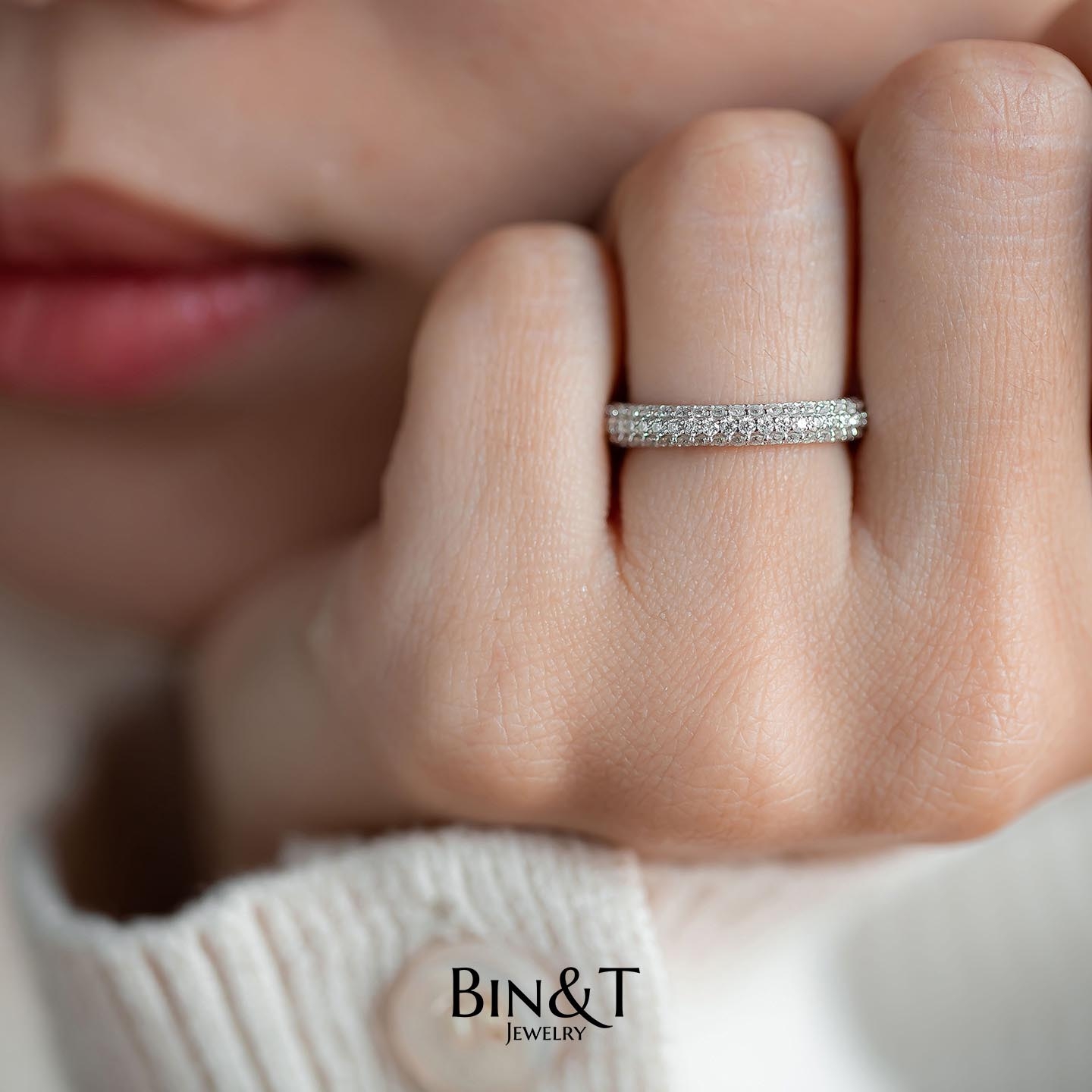 Tri Pave Eternity Ring