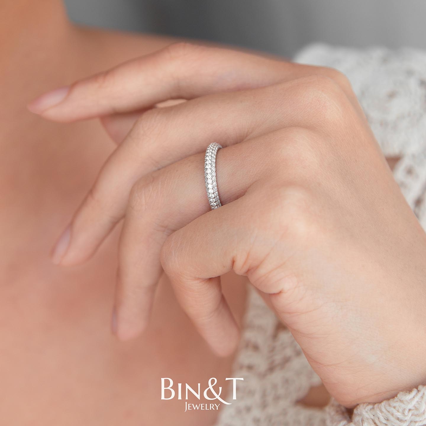 Tri Pave Eternity Ring