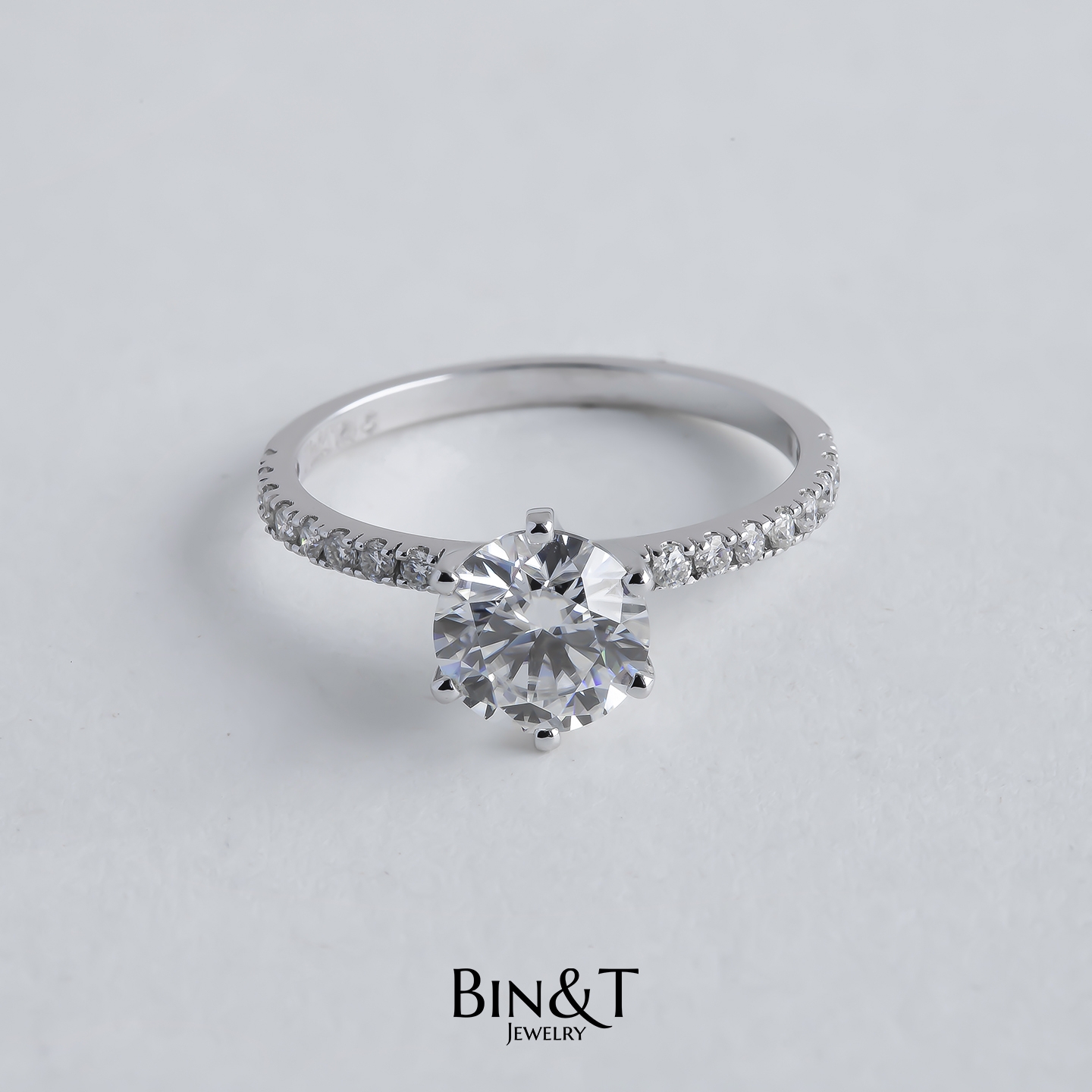 SIX-PRONG ROUND PAVE RING