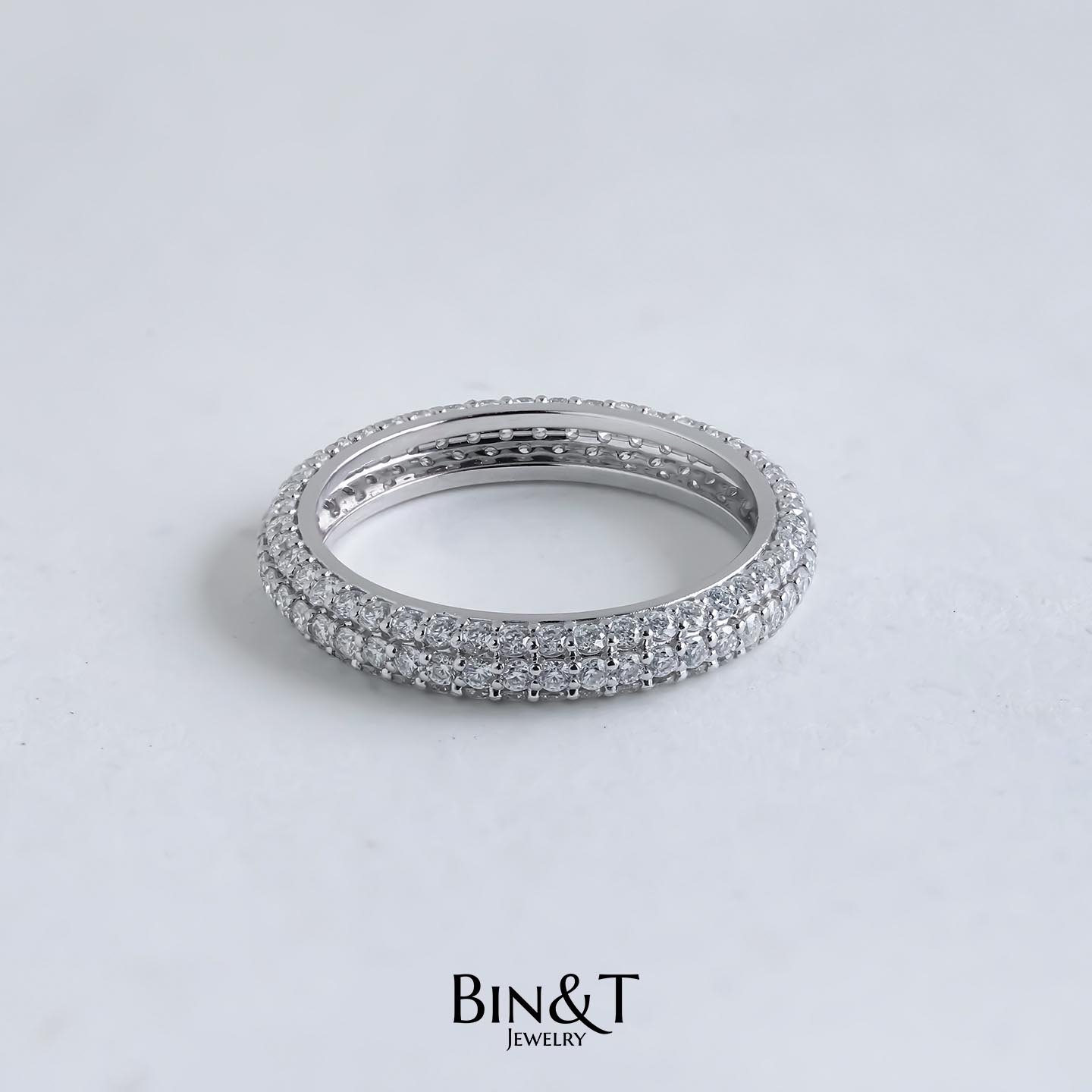 Tri Pave Eternity Ring